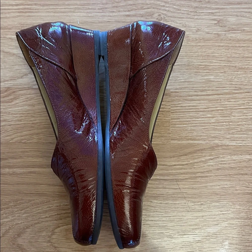 Patent Leather Bruno Magli Burgundy Brown Wedge Loafers Size 7 1/2